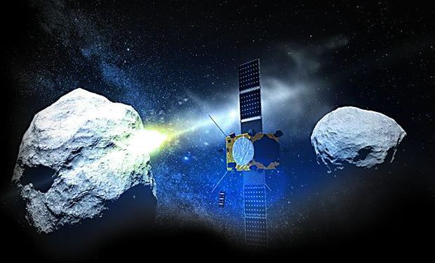 Graphical representation of nudging of an asteroid Graphical representation of nudging of an asteroid